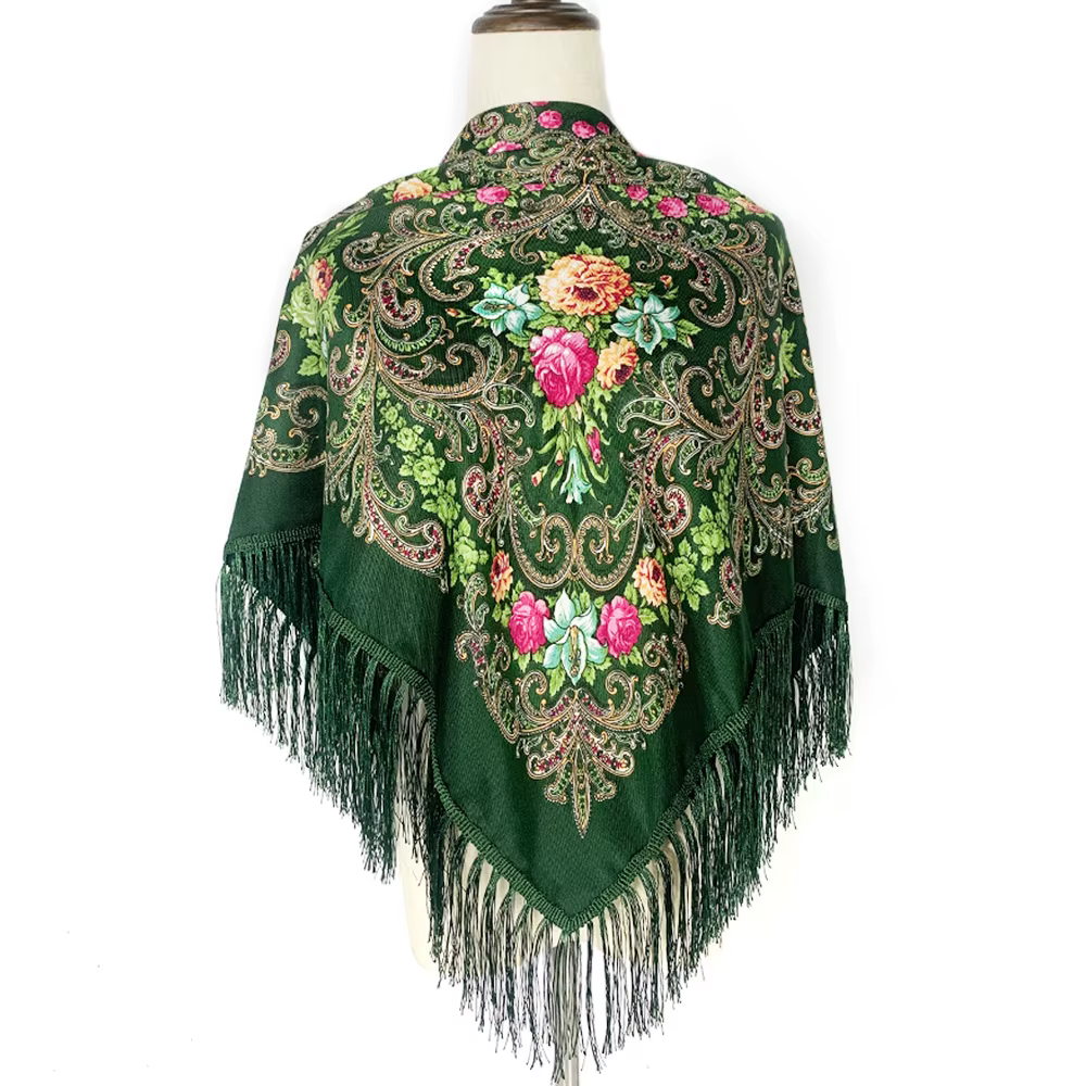 Foulard Carré Russe Imprimé Floral pour Femme