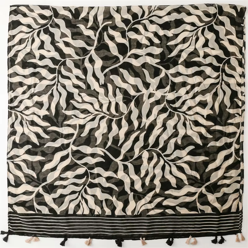 Luxe femmes feuille écharpe été plage châle coton lin sentiment gland Pashmina musulman Hijab Wrap dame Viscose