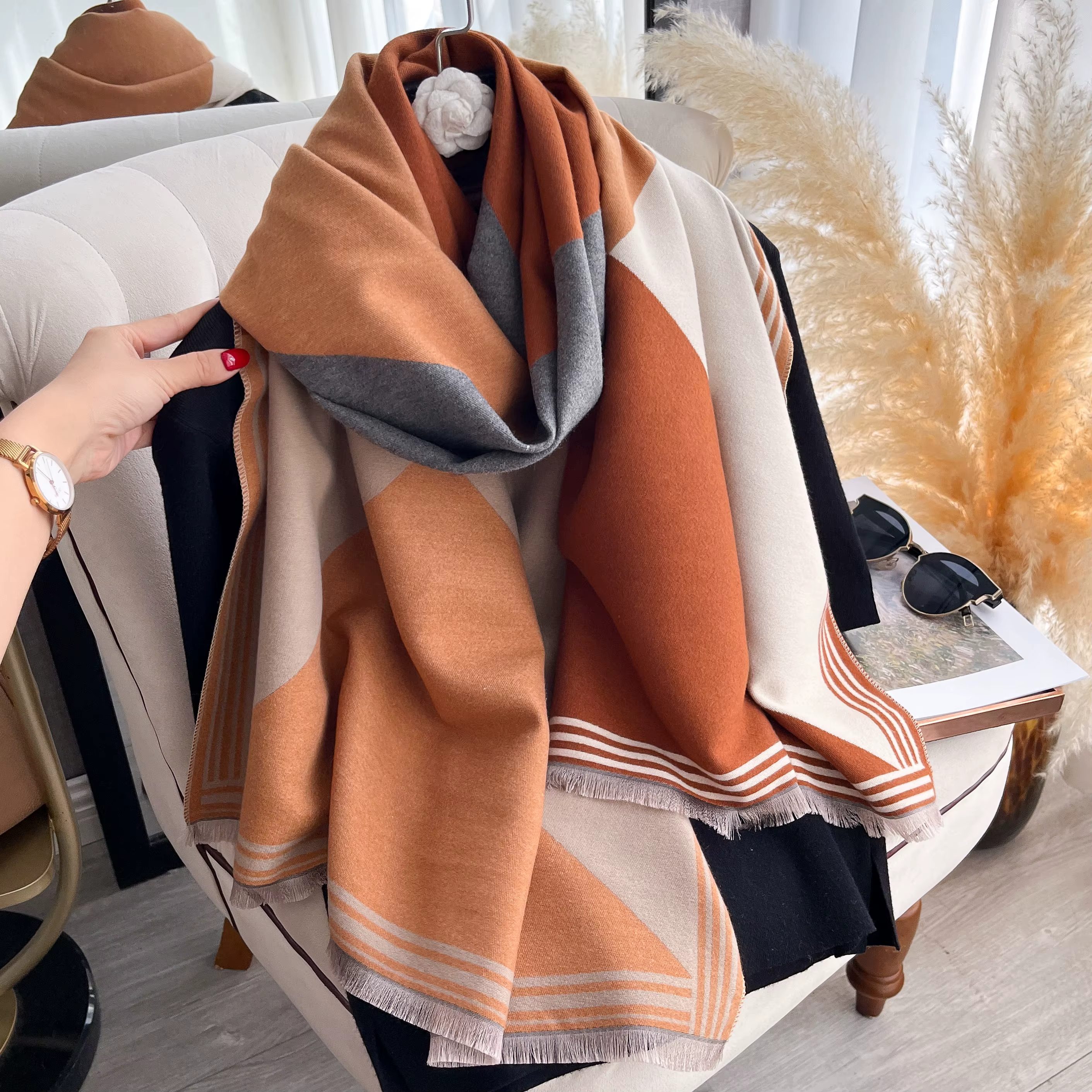 2025 luxe hiver cachemire écharpe femmes nouveau Design chaud Pashmina couverture Poncho foulards femme imprimé châle épais Foulard Bufanda