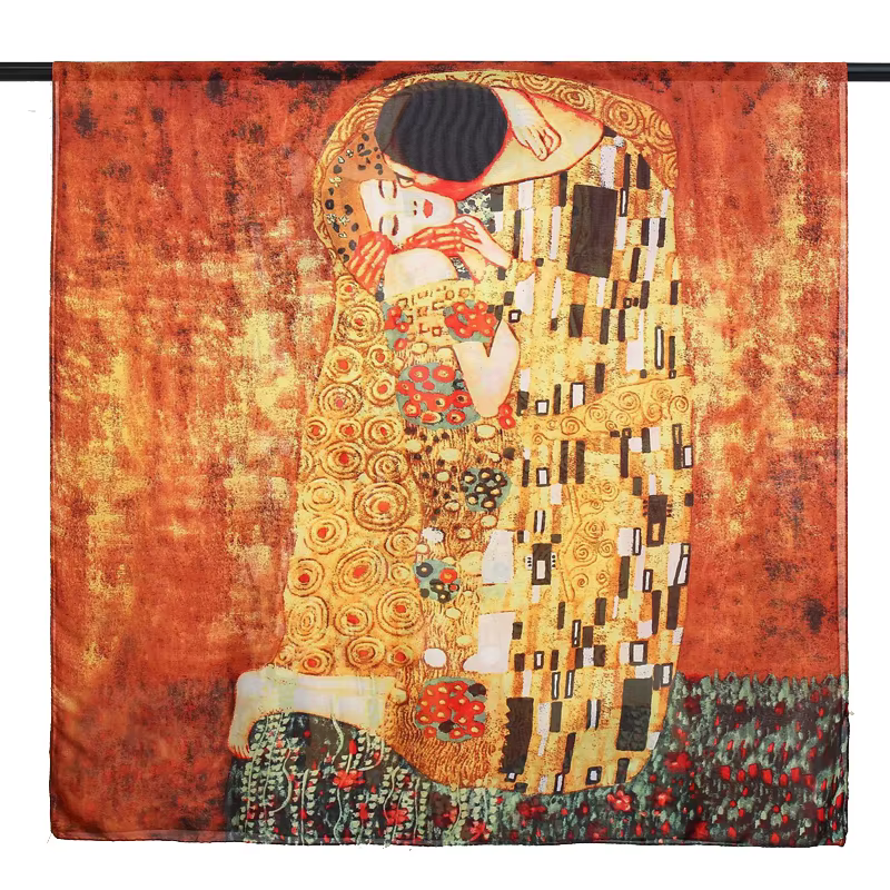 Gustav Klimt peinture à l'huile Foulard en soie pour femmes marque de luxe châle