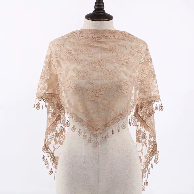 Foulard Femme mode Bufandas femmes Hijab Triangle dentelle Voile Tulle écharpe châle évider