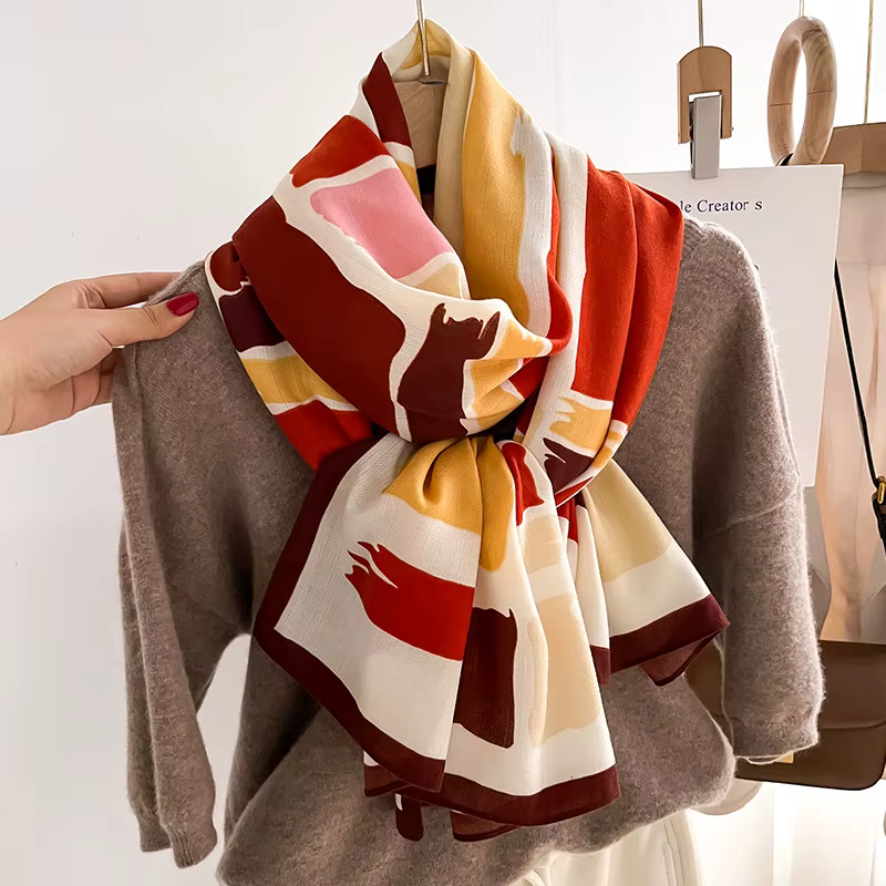 Foulard de Marque de Luxe en Laine et Coton pour Femme