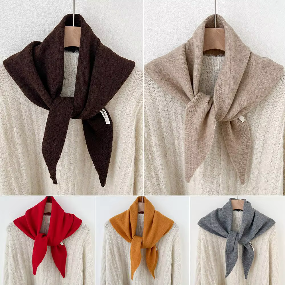 Coréen INS solide Triangle écharpe australienne laine mélange tricoté foulard pour les femmes automne hiver résistant au froid chaud châle foulards