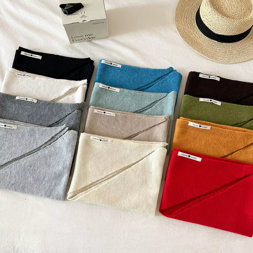 Coréen INS solide Triangle écharpe australienne laine mélange tricoté foulard pour les femmes automne hiver résistant au froid chaud châle foulards