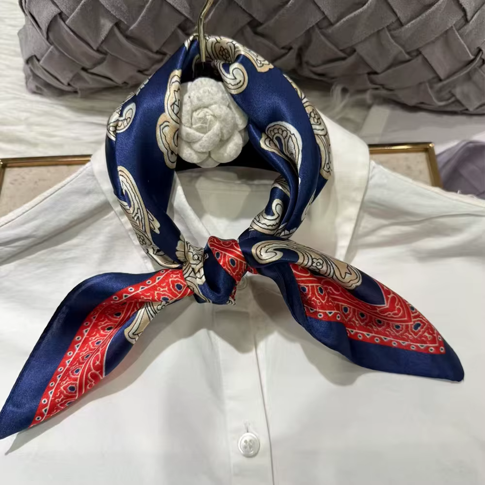Rouge bleu femmes 100% foulard en soie de mûrier pour cheveux