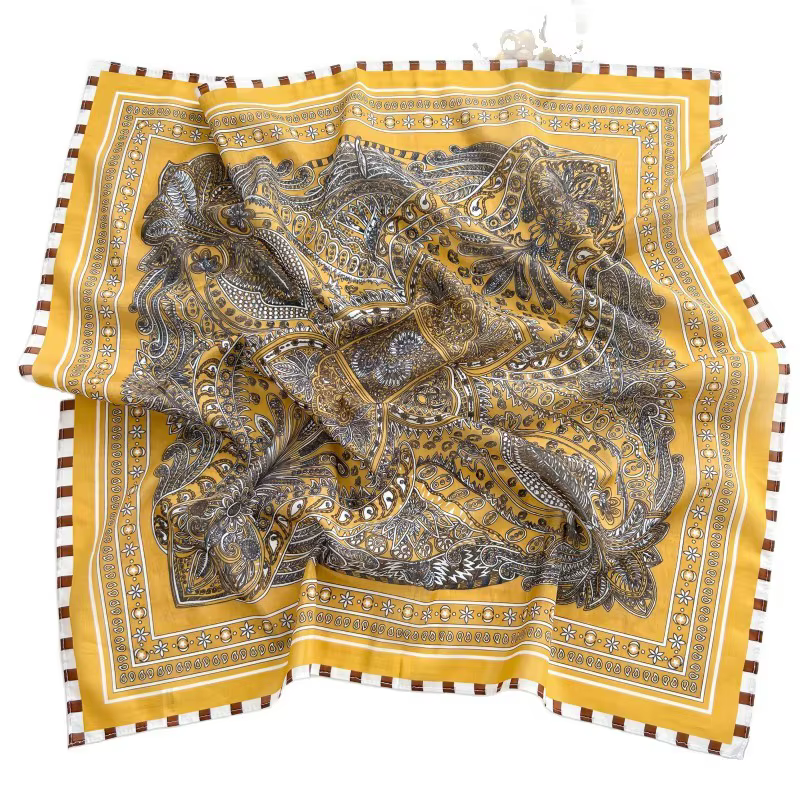 Nouveau Foulard Carré en Soie de Mûrier Littéraire et Rétro