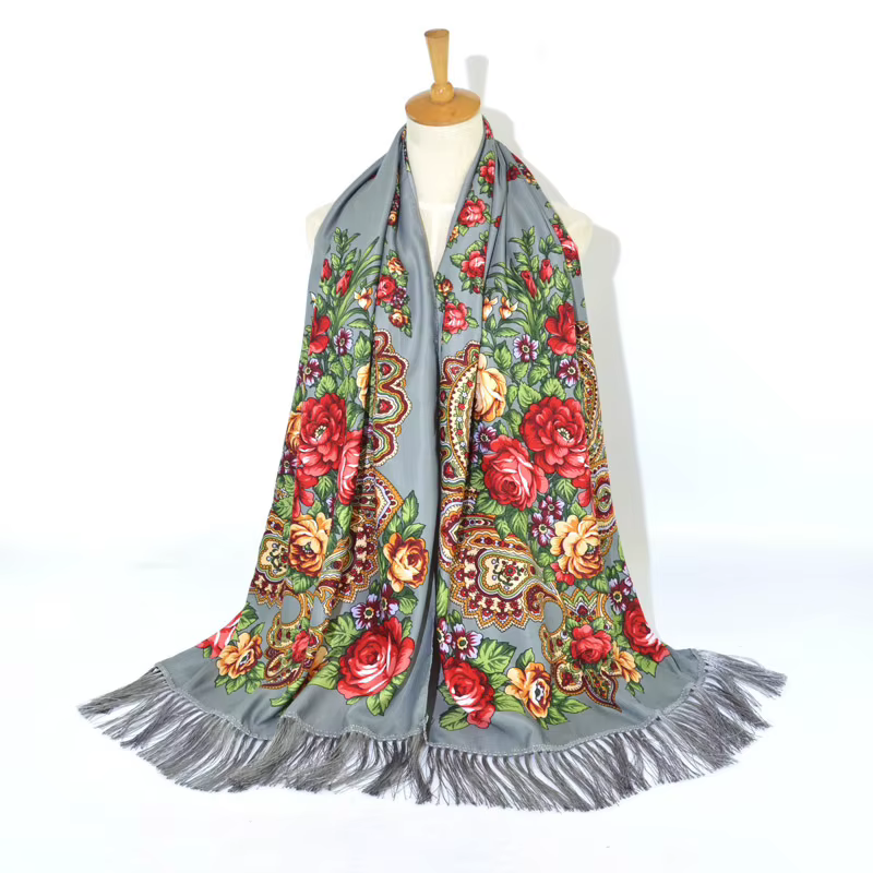 Foulard de Luxe Russe à Imprimé Floral