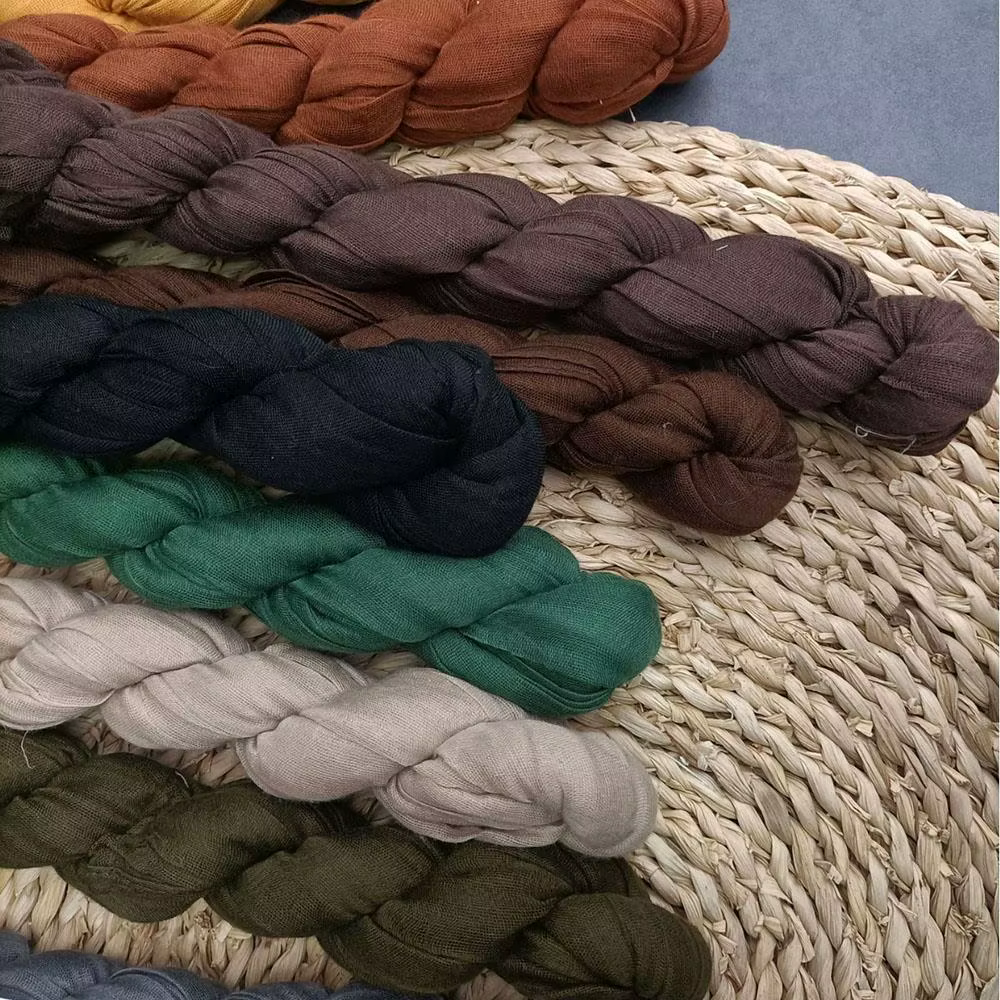 Écharpe en coton et chanvre de couleur unie