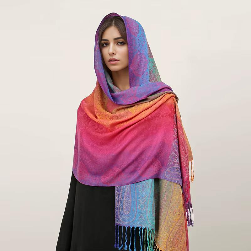 Écharpe en coton jacquard pour femme