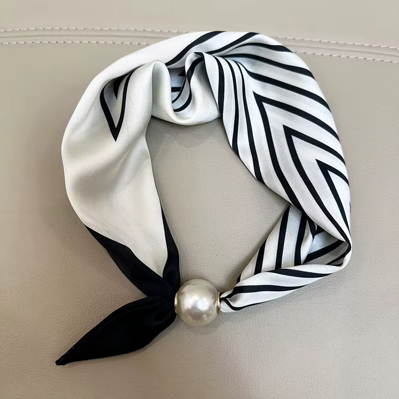 1/2 Pièces Foulard Élégant à Perles avec Fermoir Magnétique