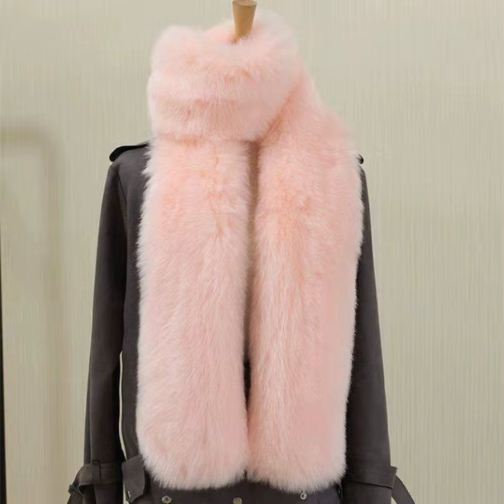 Mode élégant Imitation fourrure de vison écharpe couleur unie épais en peluche cou plus chaud de luxe