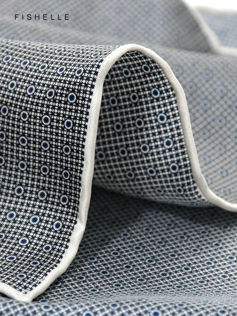 Gris grille hommes poche carré 100% foulard en soie sergé