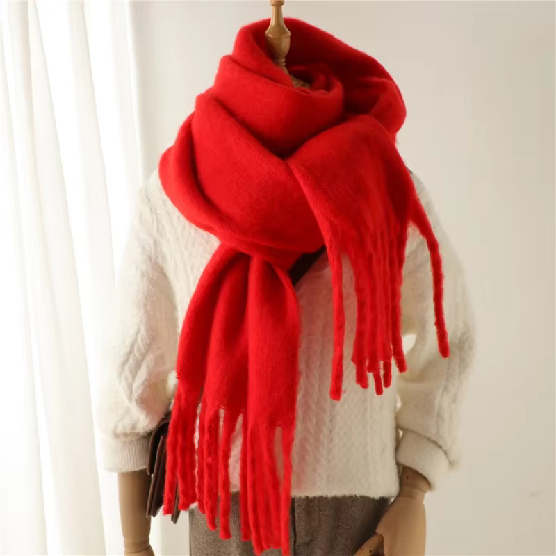 Écharpe Mohair couleur unie polyvalente hiver chaud