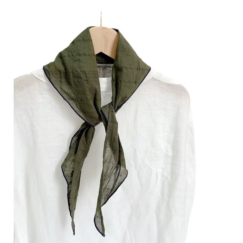 Écharpe triangulaire pour femmes, foulard de la présidence, écharpe de sauna légère à carreaux en coton et lin, mode d'été, nouveau, 2024