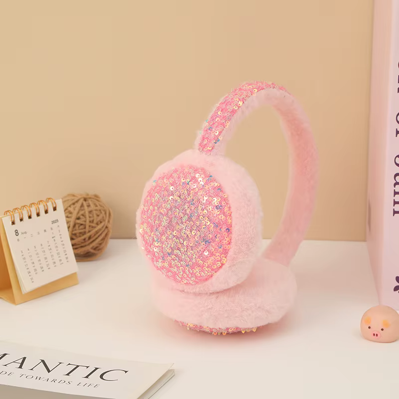 Cache-oreilles pour femmes coréen paillettes Dopamine Kawaii Verstaile peluche hiver velours coupe-vent pliable