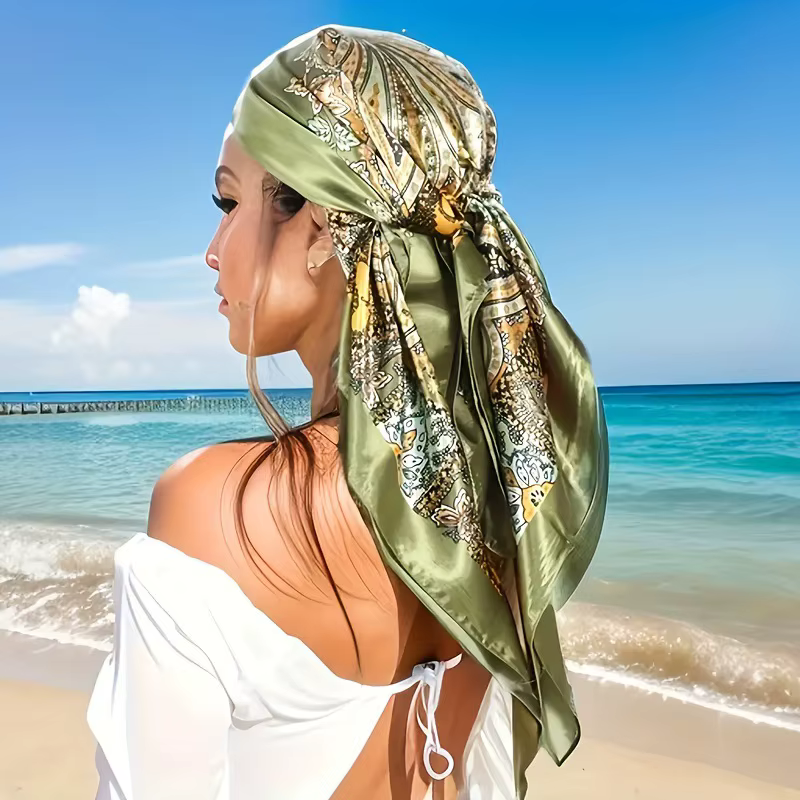 Nouveau Foulard Carré en Satin pour Femme