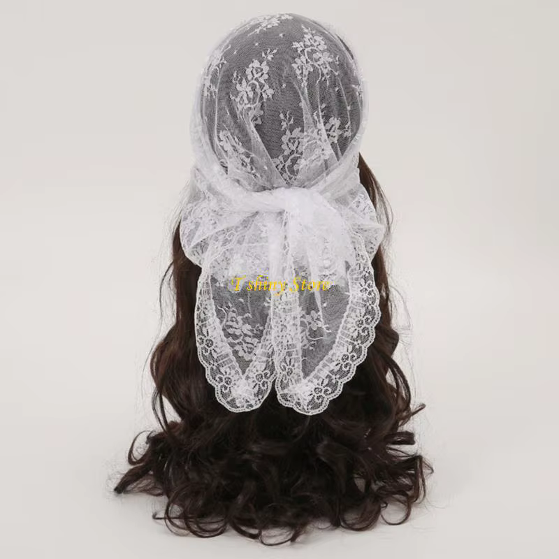 N58f écharpe en dentelle pour femmes printemps d'été Couleur solide écharpes triangulaires châle respirant doux enveloppe cou