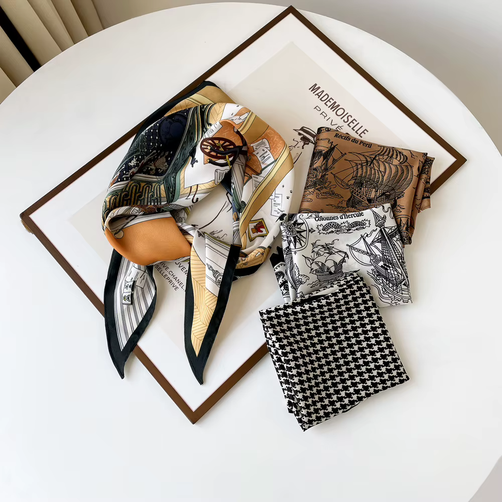 Foulard en sergé en forme de diamant pour femmes au printemps et en été
