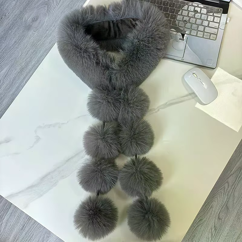Longue fausse fourrure de renard écharpe femmes hiver chaud doux