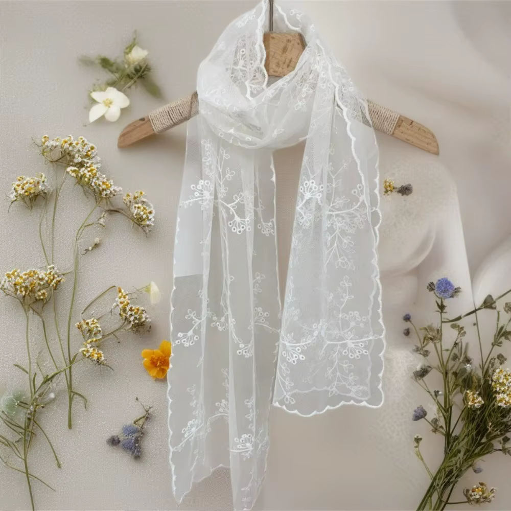 Écharpe littéraire rétro en dentelle pour femmes