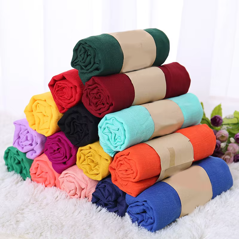 Mode 17 couleurs femmes longue écharpe Wrap foulards Vintage coton lin grand châle Hijab élégant solide violet noir rouge 180*45 cm