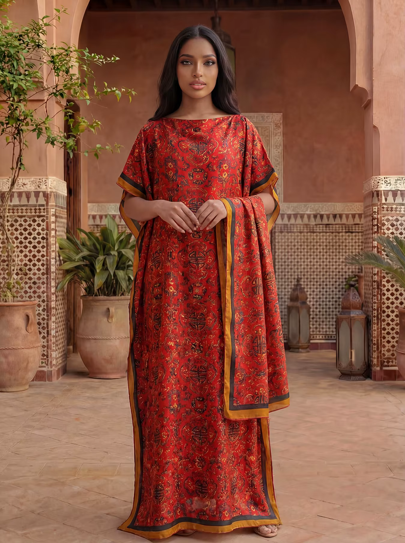 Écharpe pour femmes, nouveau design imprimé tendance Dubaï, long châle pour femmes, robe ample pour fête de plage été 2026, Abaya africaine en soie douce MOOMOO