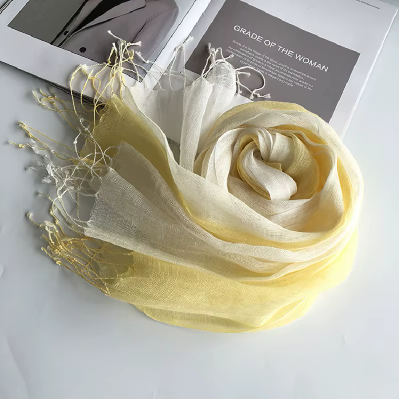 Écharpe pour femme printemps/été 100% lin dégradé de couleur