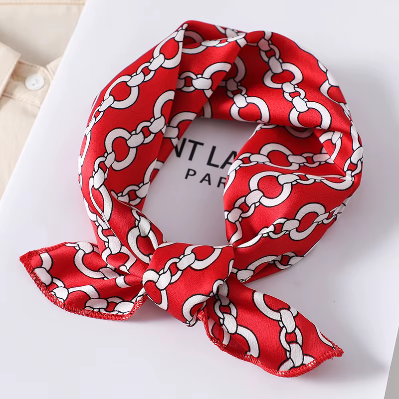 Femmes écharpe 50*50 cm carré maigre rétro tête petite taille foulards de cheveux en soie foulard bureau dame imprimer