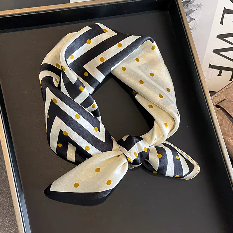 100% foulard de tête en soie naturelle femmes luxe Chevron rayé foulards de cou dames concepteur bandeau carré