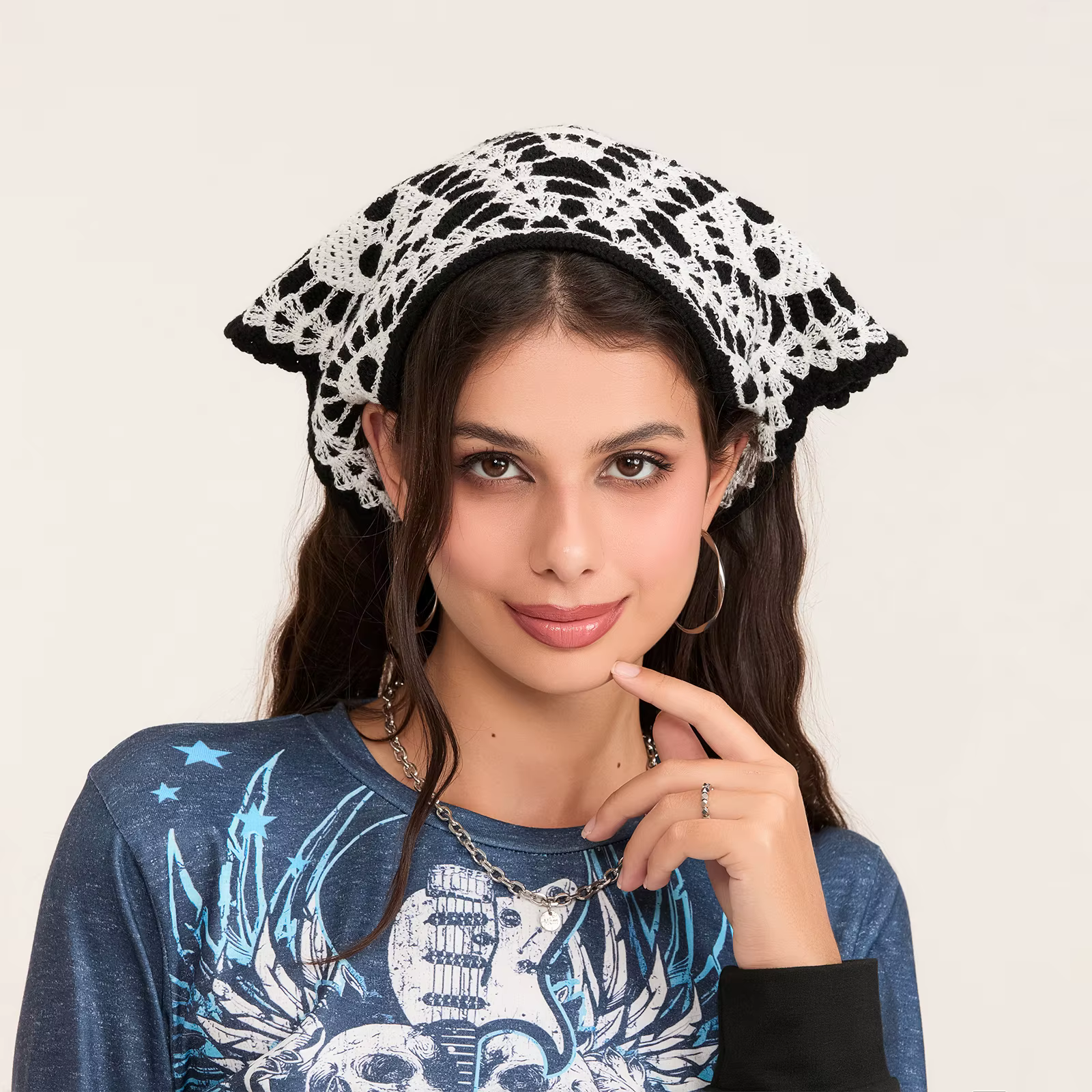 Foulard de tête en tricot au crochet pour femme