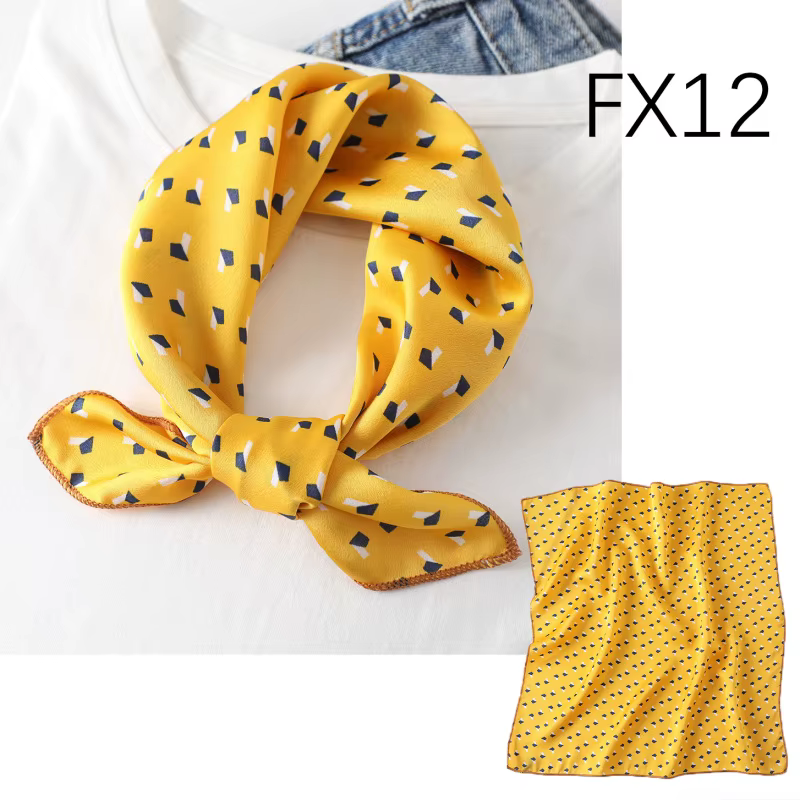 Femmes écharpe 50*50 cm carré maigre rétro tête petite taille foulards de cheveux en soie foulard bureau dame imprimer