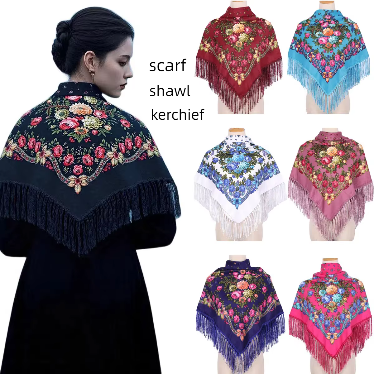 Style ethnique châle carré écharpe pour femme luxe Hijabs impression Cape couverture enveloppes