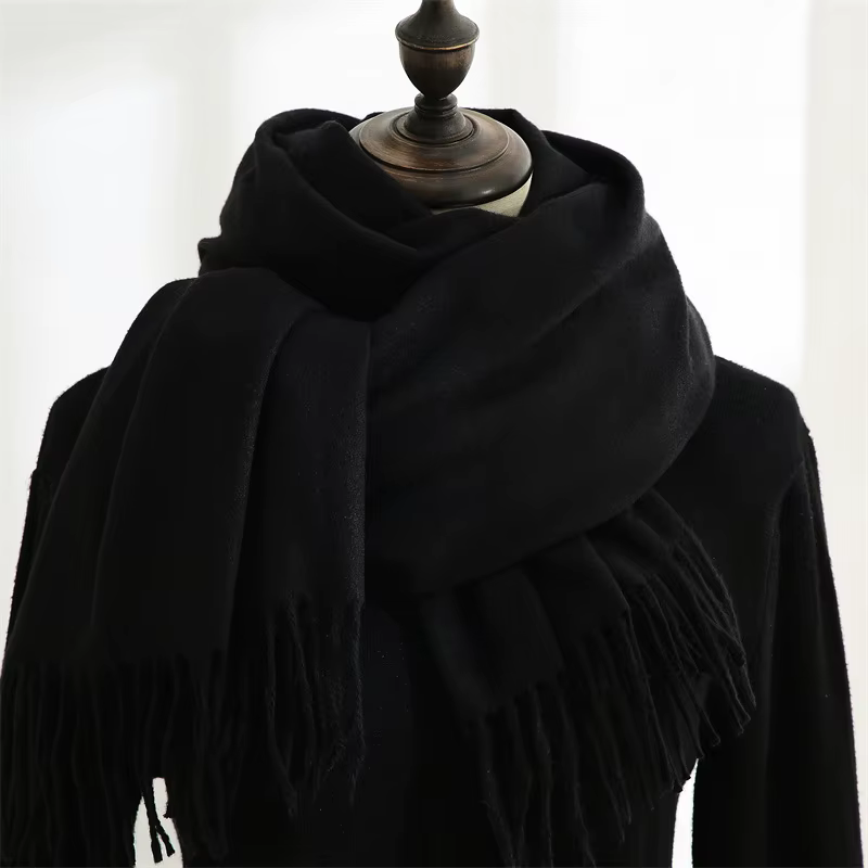 Écharpe de mode homme hiver chaud doux pour la peau longue silencieux avec gland cachemire enveloppes coupe-vent au jour froid unisexe Pashmina