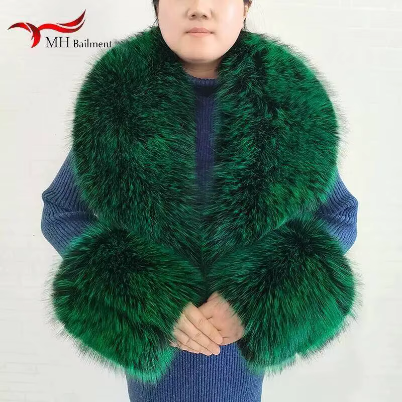 Grande écharpe d'hiver en fausse fourrure de renard pour femme