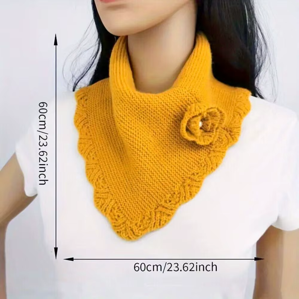 Écharpe Triangle en Tricot à Fleurs pour Femme