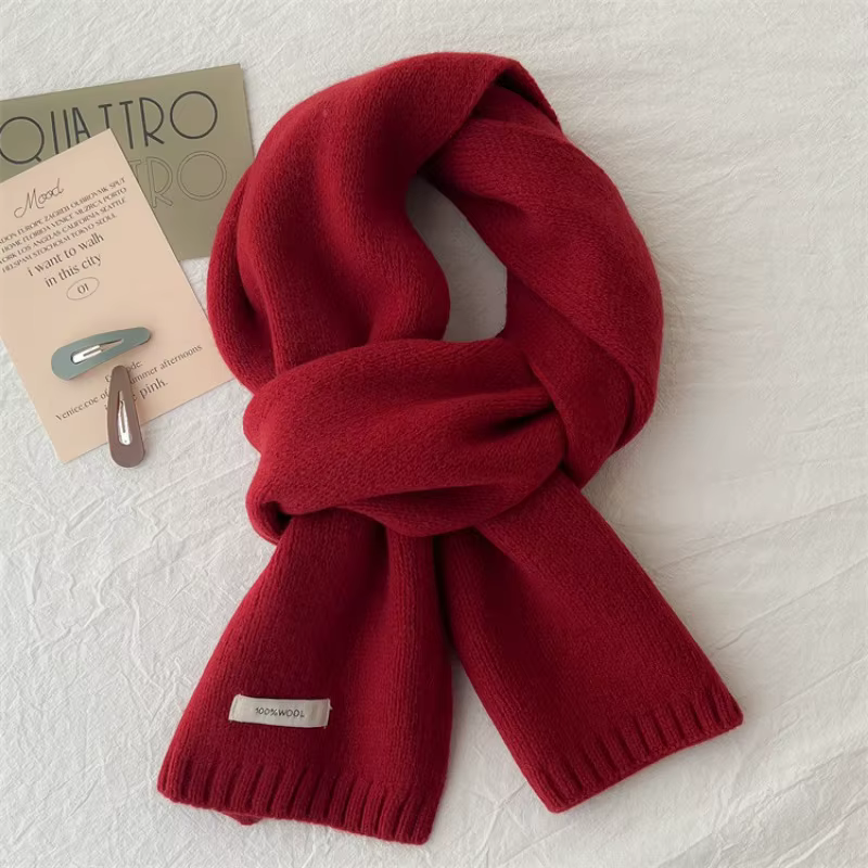 Écharpe rouge tricotée pour femmes et hommes