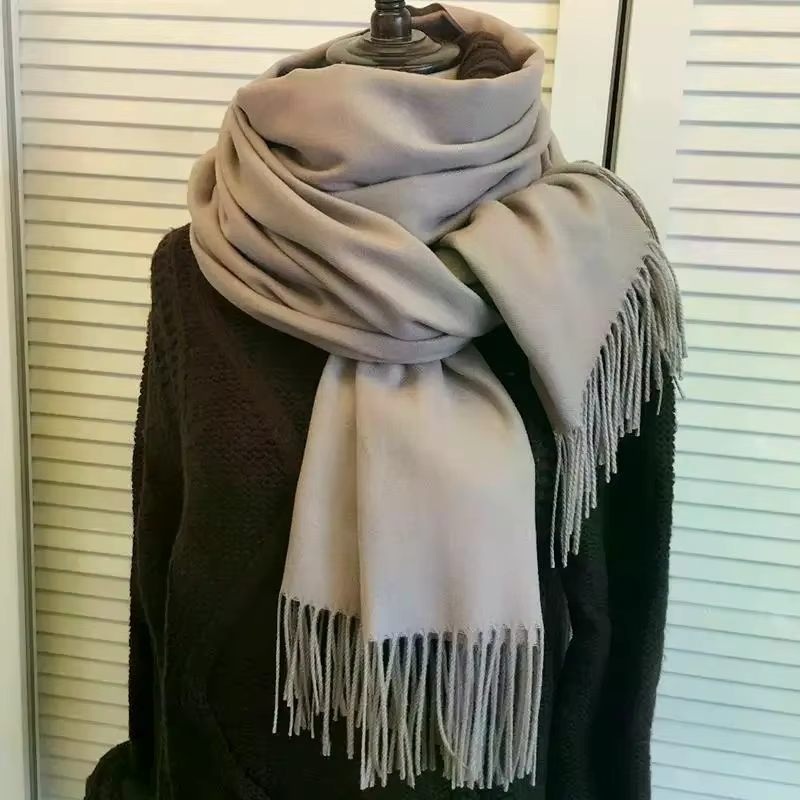 Nouveau Écharpe noire cachemire femme laine dames