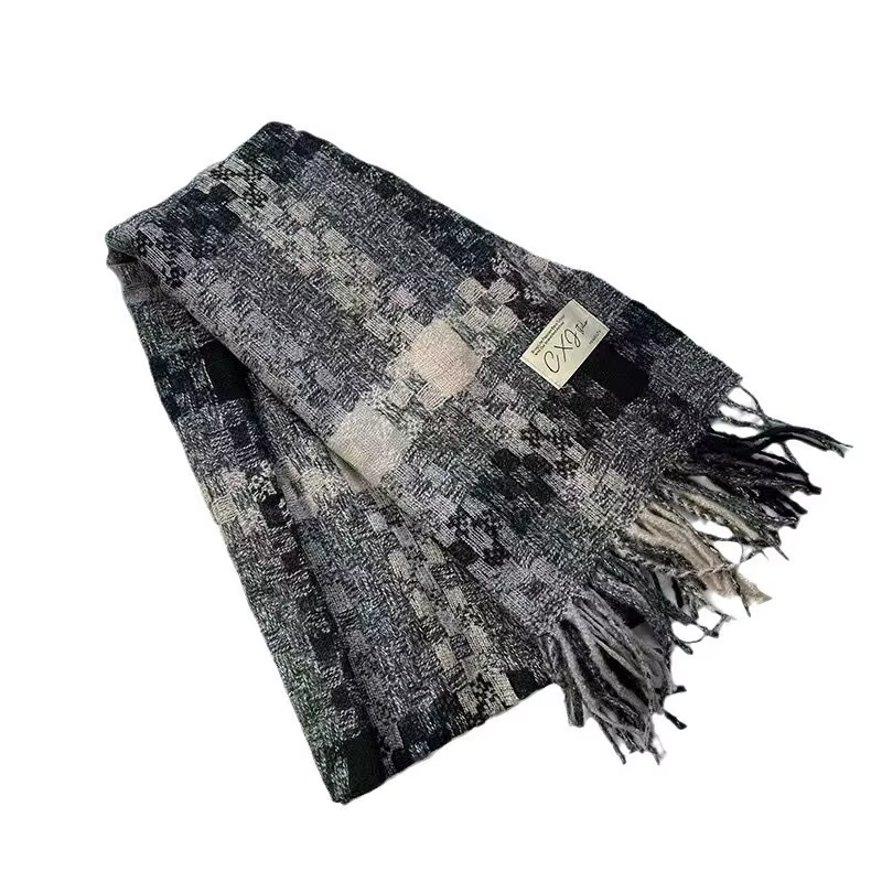 Nouvelle écharpe à carreaux tissée pour femmes en automne et en hiver