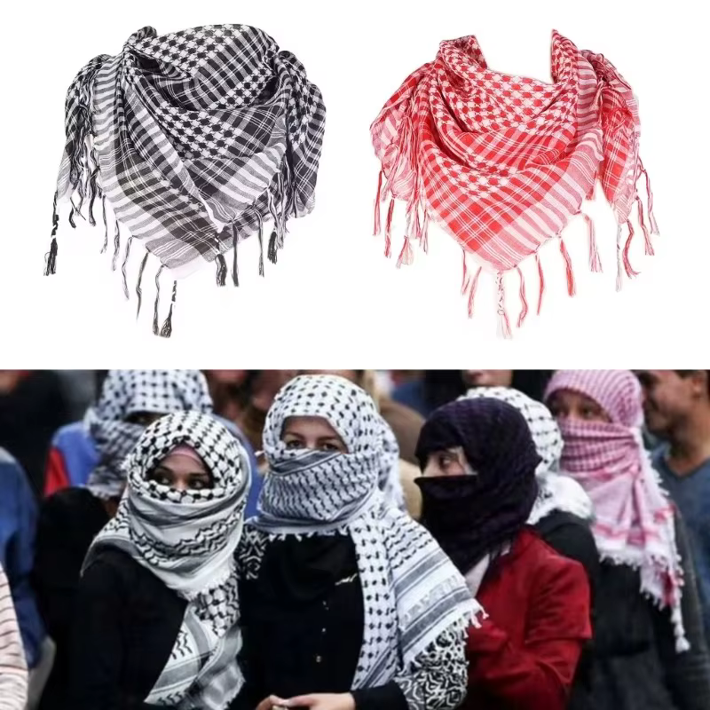 Ethnique Keffiyeh foulard à franges Arafat Hijab Shemagh écharpe arabe visage couverture anti-poussière bandeau musulman