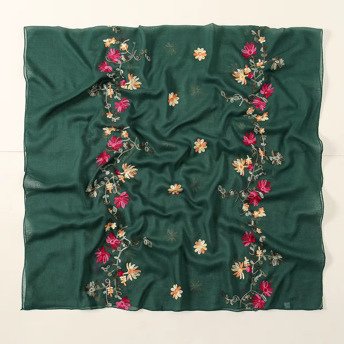 Écharpe fine en coton à fleurs pour femmes