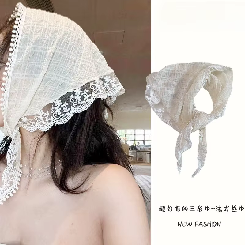 Super facile à assortir à la écharpe triangulaire ! Nouveau foulard en soie style français pour le printemps