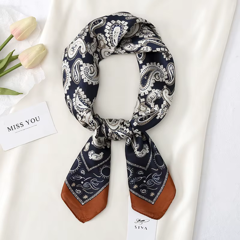 90*90 cm Paisley soie Satin cheveux écharpe femmes foulard imprimé femme carré Bandana cou Hijab dame châles foulards Sjaal