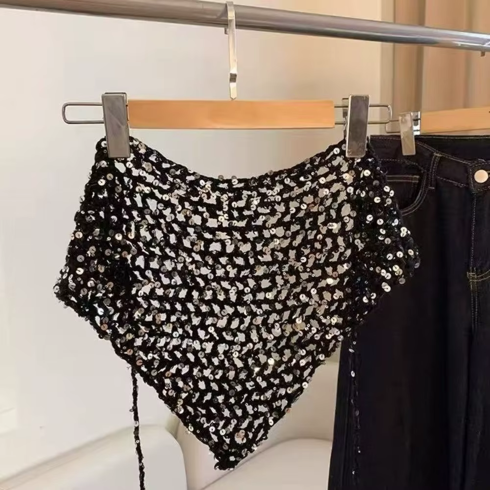 Écharpe triangulaire à sequins multifonctionnelle