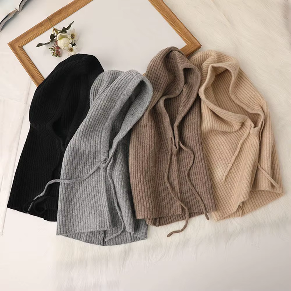 Écharpe à capuche tricotée chapeau cagoule en tricot coréen extérieur