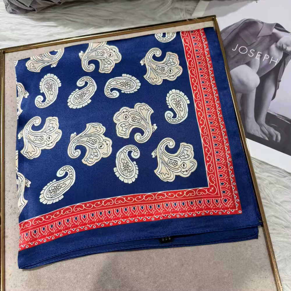 Rouge bleu femmes 100% foulard en soie de mûrier pour cheveux