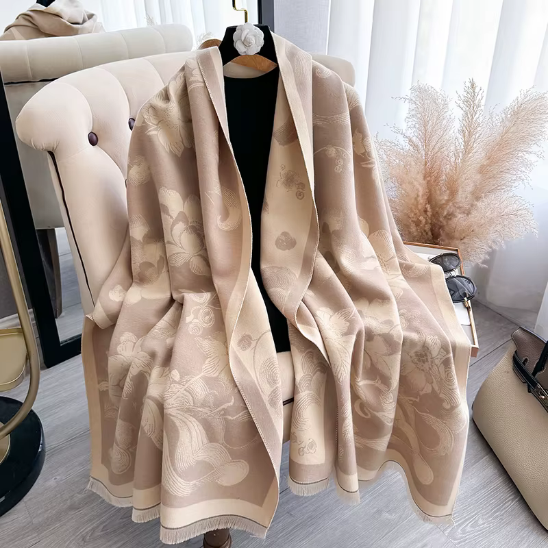 Nouveau 2025 femmes marque de mode lotus écharpe de luxe automne hiver chaud châles imprimer
