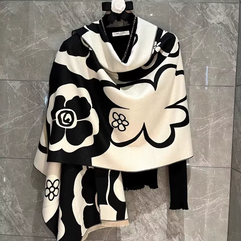 2025 nouvelles femmes élégantes fleurs doux Pashmina écharpe longue châle enveloppes automne hiver foulard printemps