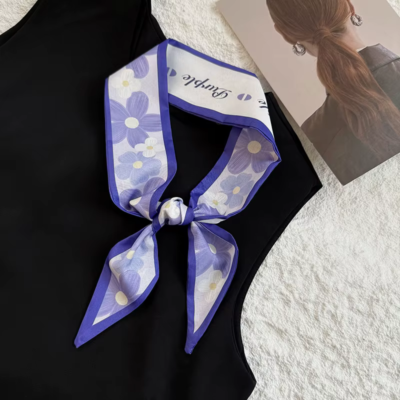 Nouveau modèle de marque de luxe petit foulard en soie pour femmes bandeau de cheveux sac à main poignée ruban écharpe
