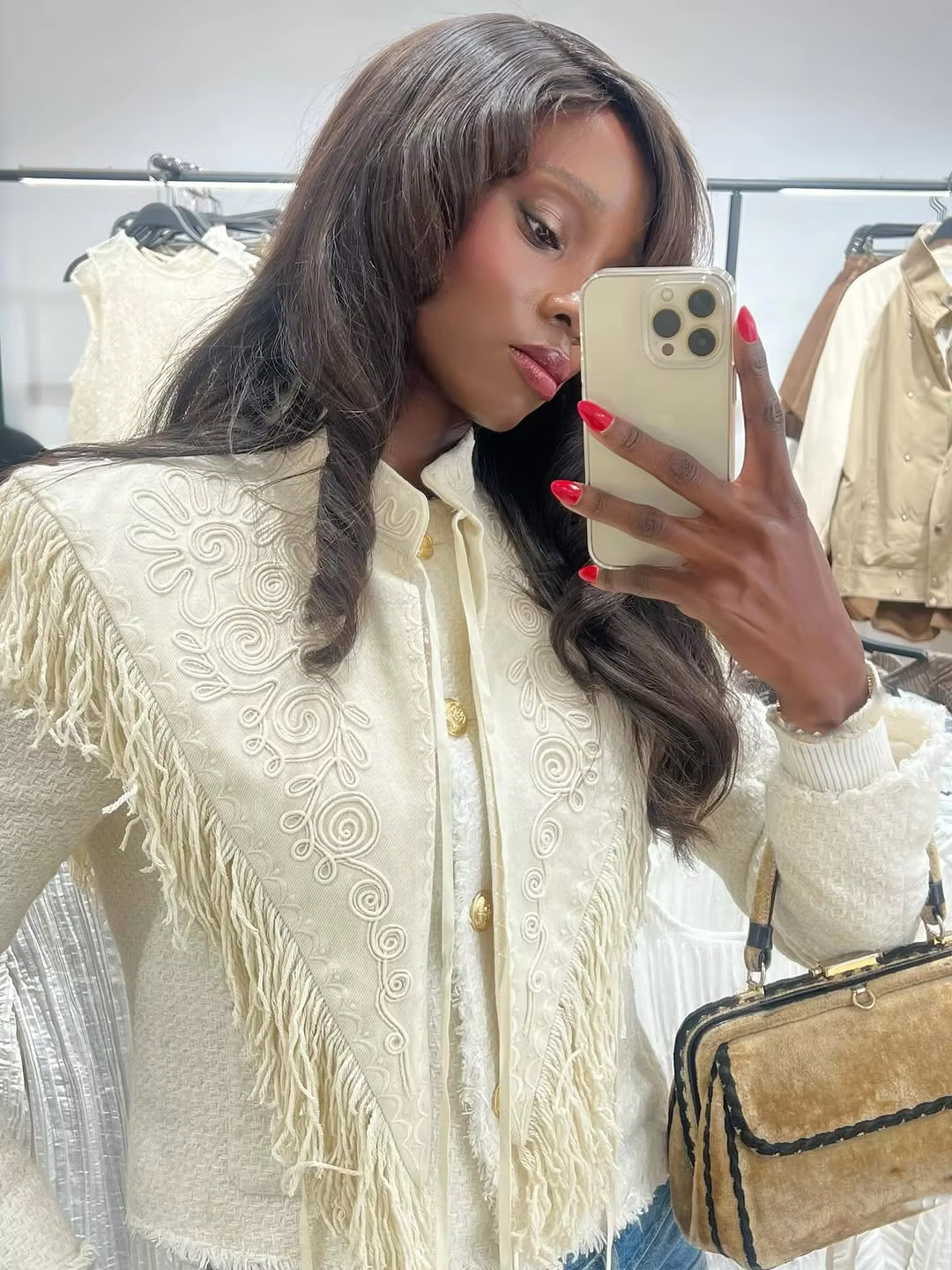 Écharpe Cape Vintage Femme Broderie Florale Franges Col Montant Nœud à Nouer Sans Manches Dos Creux Bordure à Pompons Style Bohème