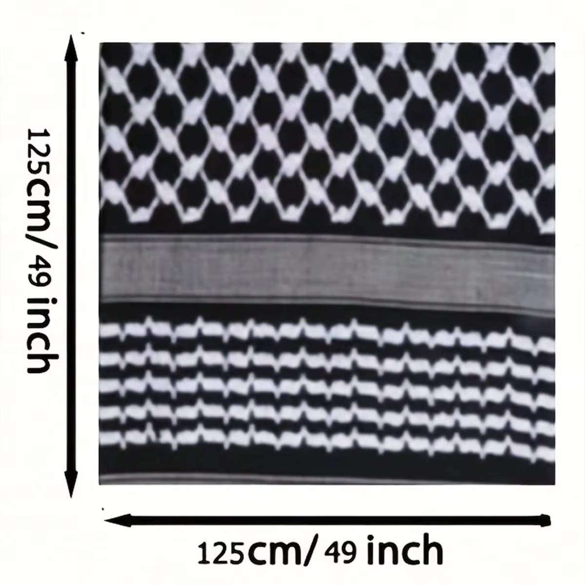 125*125 cm noir blanc adulte arabe Keffiyeh foulard multi-usage moyen-orient Wrap châle Jacquard motif
